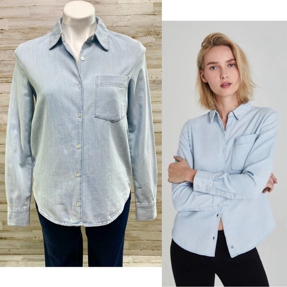 Ag Adriano Goldschmied Tops - AG Adriano Goldschmied Cade Chambray Denim Shirt Womens Size S Blue Button Up